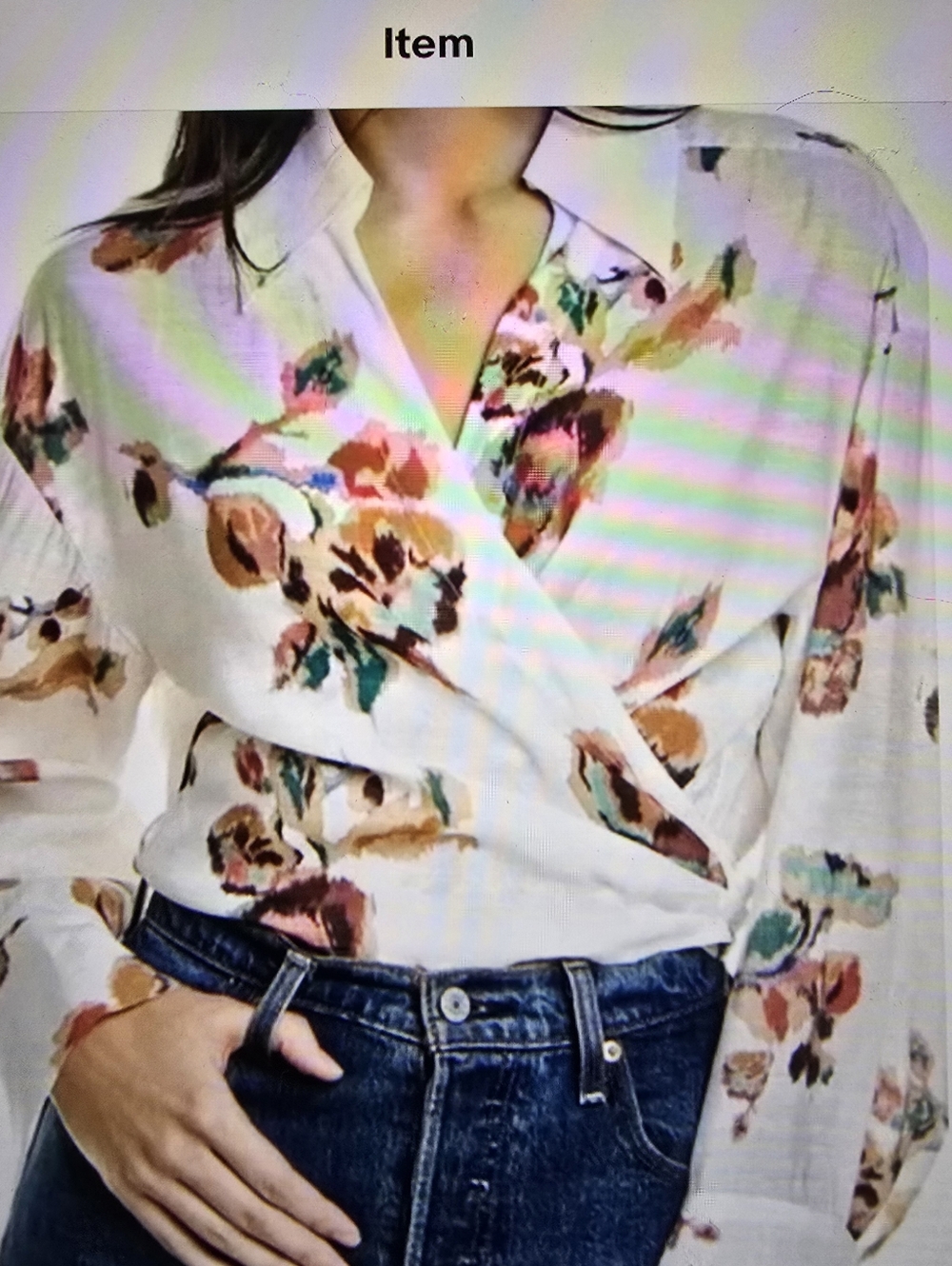 Vince White Floral Wrap Blouse with Tie Back Large - Picture 5 of 6